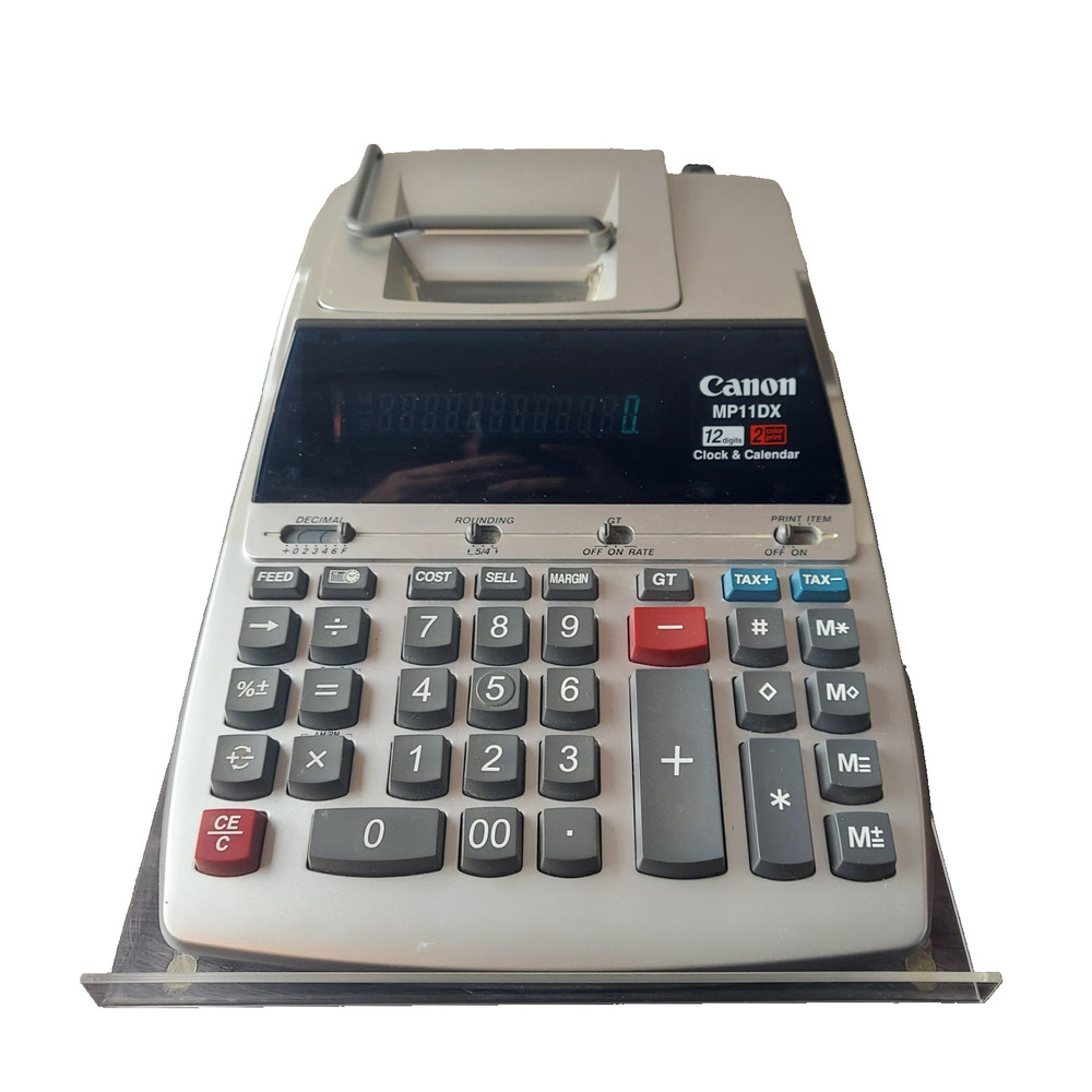 Canon Printing Calculator MP11DX Adding Machine 12 Digits Clock & Calendar Works